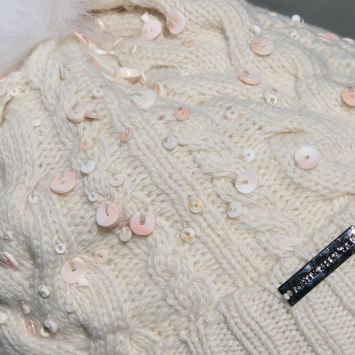 Seashell Bead Cable Knit Hat
