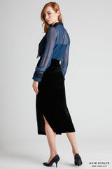 kate stoltz draped black velvet skirt