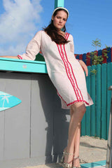 Linen Coverup with Cherry Embroidery Appliqué /Multiple Linen Colors Available