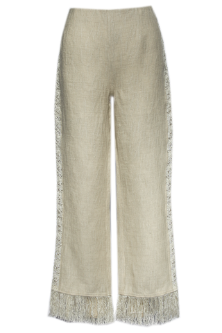 Raffia Fringe Linen Pant