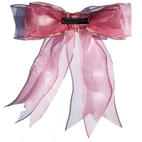 Sheer Rose Pink Hair Bow Clip