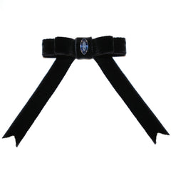 crystal embellished black velvet hair bow clip