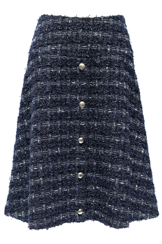 Metallic Navy Tweed Skirt