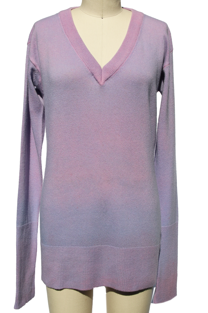 pretty-pink-lavender-purple-v-neck-sweater