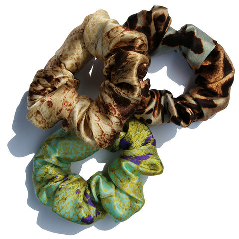 3 Pack Italian Silk Charmeuse Hair Scrunchies