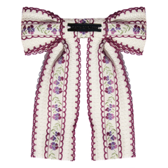 Embroidered Floral Hair Clip / 2 Colors