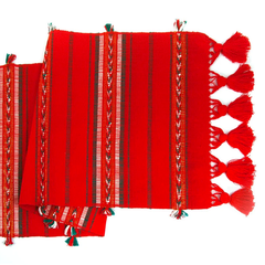 Red Ikat Holiday Table Runner