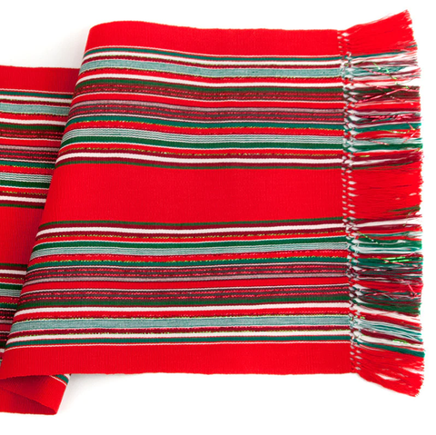 Red Candy Cane Stripe Table Runner
