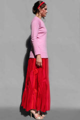 red-silk-chiffon-skirt