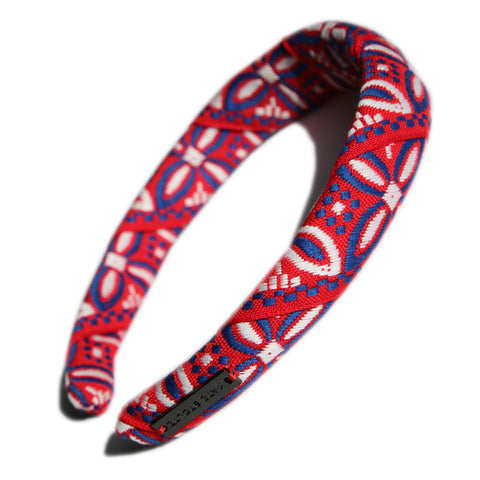 Woven Jacquard Red, White and Blue Headband