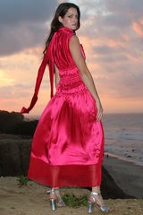 ruched-silk-charmeuse-bright-pink-dress