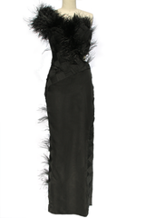ruched-silk-chiffon-feather-gown