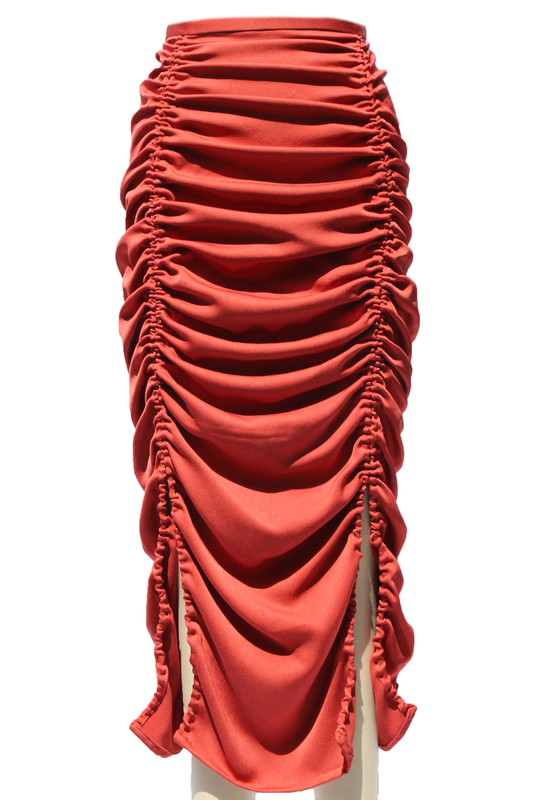 Ruched Crepe Back Silk Skirt / Multiple Color Choices