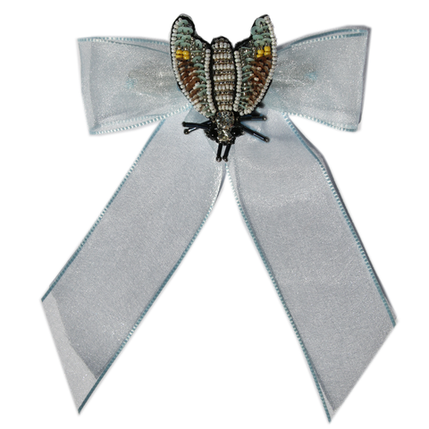 Shimmery Blue Organza Hair Bow Clip / Variants