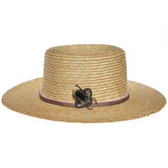 Bee-jeweled Silver Metal Chain Straw Hat
