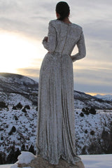 silver sequin gown