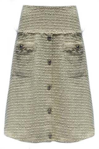 Lime and White Tweed Skirt