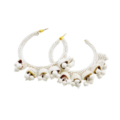 white-beaded-hoop-earrings by fair trade colombia artisans