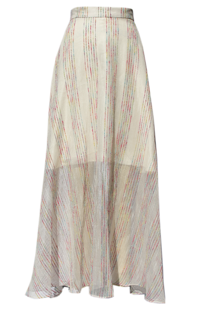 Size 2 Striped Cotton Candy Sheer Midi Skirt