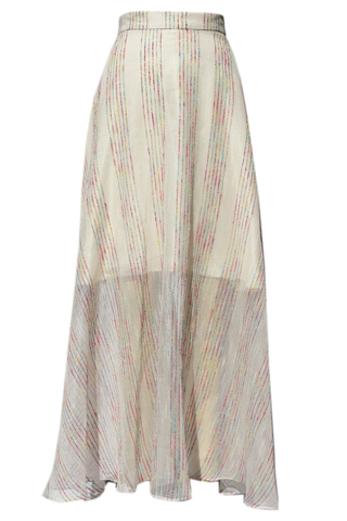 Size 2 Striped Cotton Candy Sheer Midi Skirt